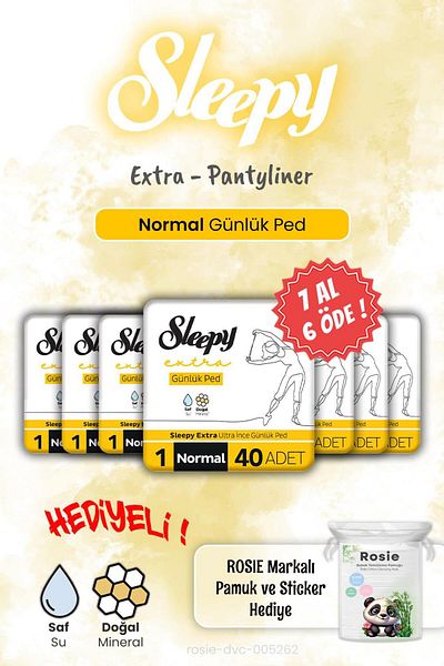 Sleepy Extra 7 Buy 6 Pay Daily Pad Normal 40S and Rosie Gift