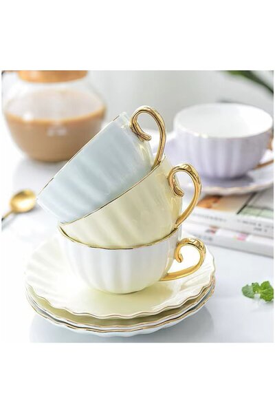 JOVY Porcelain cup and saucer set, LONDON, 200 ml blue