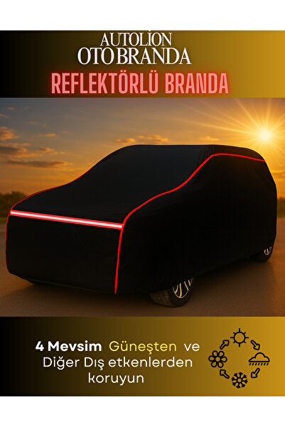 autolion قماش سيارة متوافق مع FIAT Panda Cross حماية خارجية للسيارة باللون الأسود (خياطة حمراء)