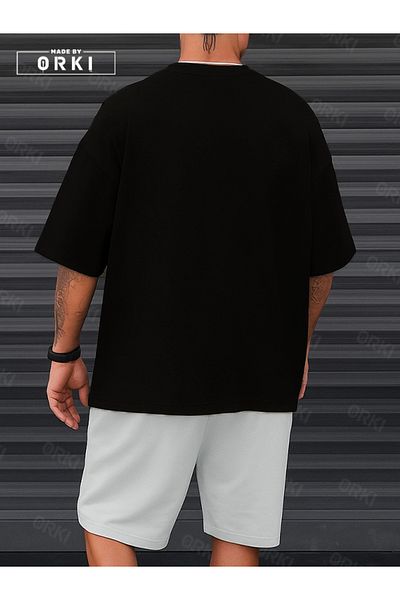 EFFRENATU Orki Trust Issue – Oversize Men's Streetwear Black T-Shirt & White Shorts Set