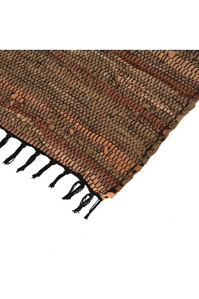 TOPI TOY Woven rug, rustic pattern, made of artificial leather, 70 x 40 cm, brown