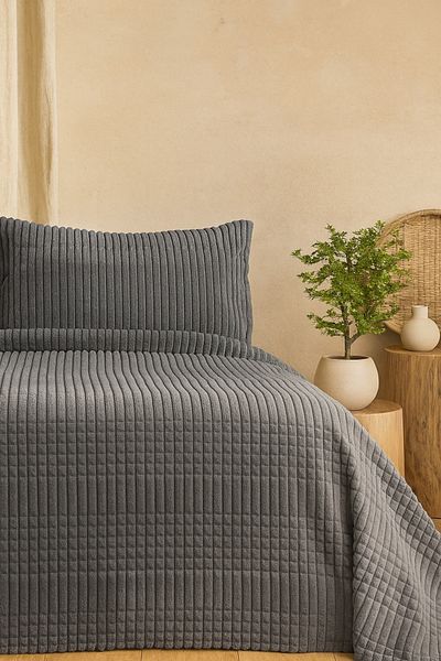 Evimcim Modern Line Velvet Single Bedspread Set 150X220 cm