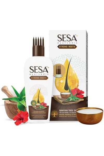 SESA Strong Ayurvedic Root Oil by Plus Prevent Hair Fall & Good for Growth with Bhringraj and Pure B