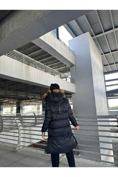 GAMZE ALPTEKİN Waterproof Fabric Fabric Inflatable Coat Hooded Long Coat Hooded Inflatable Long Coat
