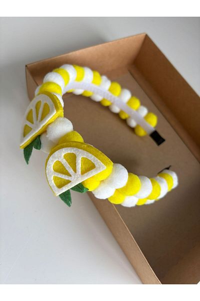 Stil Tasarım Toka Yellow Lemon Pompon Crown