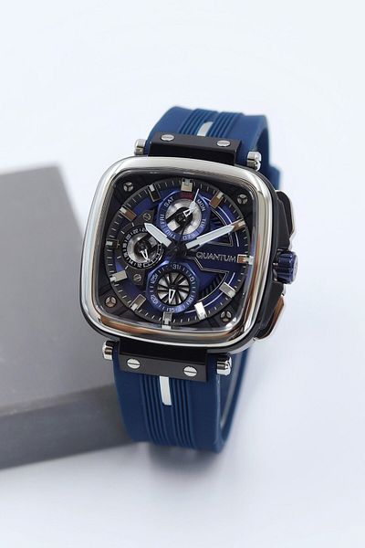 Quantum Navy Blue Silicone Cord Men Wrist Watch Asw123-I2011Q