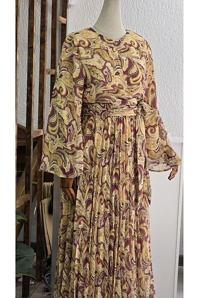 NANTİREA Patterned Hijab Binding Detailed Skirt Suit