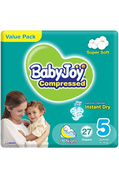 BabyJoy Compressed Diamond Pad Diaper, Size 5 (Junior), 14-23 Kg, Value Pack ...