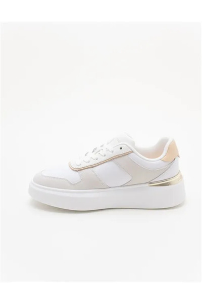 Tommy Hilfiger TH Moda Kort Tarzı Karışık Materyal Kadın Beyaz Sneaker FW0FW086320JG