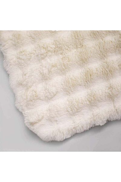 TOPI TOY Decorative fluffy rug, white with striped and polka dot pattern, 150 x 100 cm