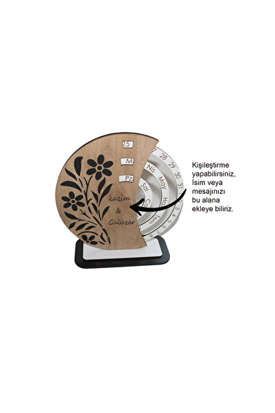 karalar ahşap KİŞYE ÖZEL MDF MASAÜSTÜ TAKVİM 30 CM DEKORATİF