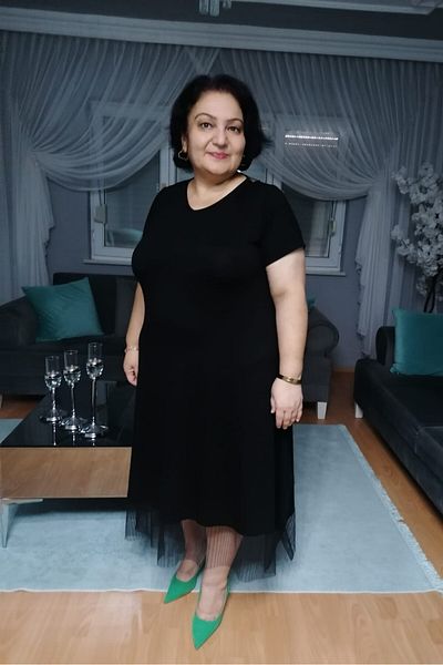 sinemisxxl Lycra Viscose Plus Size Black Tulle Dress