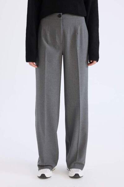 DeFacto Standart Boy Kumaş Pantolon Wide Leg Geniş Bol Paça Basic Düz Yüksek Bel C6402ax25sp