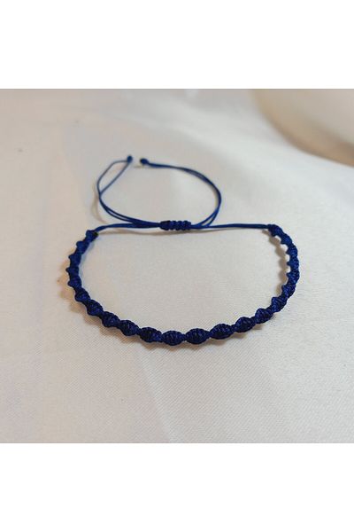 Crystal Atelier Unisex Navy Blue Macrame Braided Adjustable Bracelet with Elevator - Spiral Macrame Braided Rope Bracelet