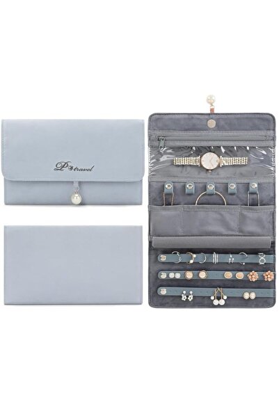 Generic لفائف المجوهرات، لفة منظم مجوهرات للسفر، حافظة مجوهرات قابلة للطي، حق...