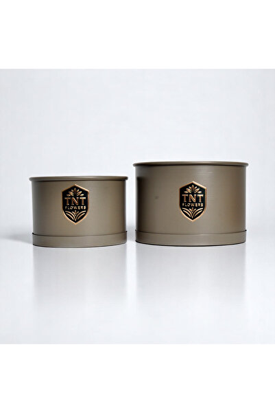 TNT Flowers RİYAD BEJ METAL İKİLİ SAKSI
