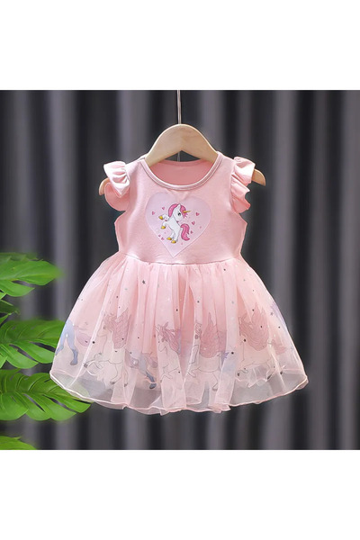 UniqueStore.ro Rochie roz cu unicorn