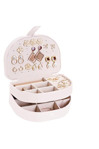 Generic حقيبة مجوهرات سفر Azonee - منظم محمول من جلد البولي يوريثان بثلاث طبق...