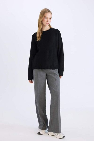 DeFacto New Season Standard Size Fabric Trousers Wide Leg Wide Loose Leg Basic Straight High Waist