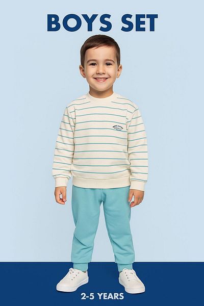 FURKYY Colorful Striped Seasonal Men's Bottom Top Set