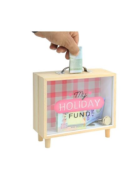 Generic VITION Piggy Bank for Adults, Money Box Coin Money Bank Decorative Shadow Box Wooden Frame Natural