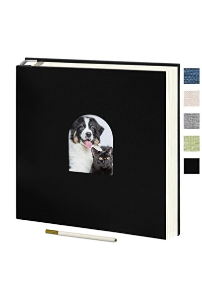 Generic ألبوم صور ذاتي اللصق من أزوني، مقاس 12.6 بوصة، غطاء من الكتان، نافذة ...