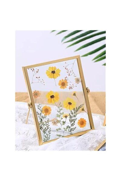 Generic Brand WANGCL Dried Flower Embossed Glass Photo Frame, Brass Glass Art...