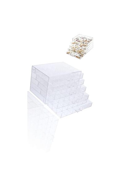 Generic صندوق تخزين أقراط من الأكريليك الشفاف مع 5 أدراج - حامل عرض مجوهرات ش...