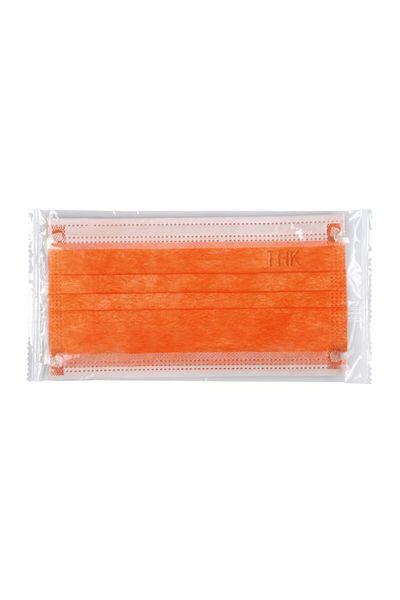 THK Set of 3 Medical face masks, THK, individually wrapped, 3 ply, 3 layers, orange color