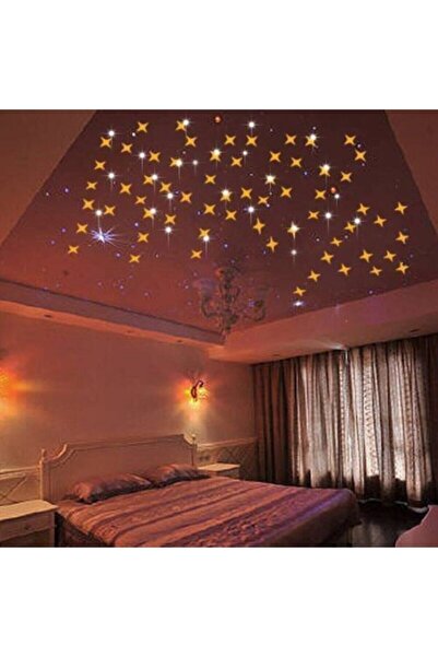 HALL BREATHE Altın Yıldız Dekoratif Ayna Seti, Tavan ve Duvar, Pleksi, Çift T...