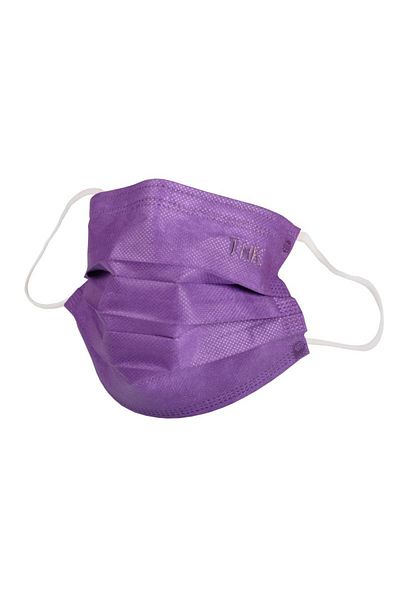 THK Set of 50 pieces Medical facial masks, THK, individually wrapped, 3 ply, 3 layers, purple color