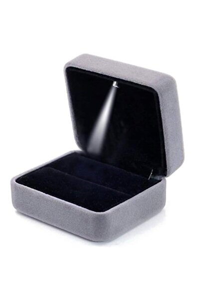 Generic صندوق هدايا مجوهرات من Bukela Velvet Metal Glossy مزود بإضاءة LED للخ...