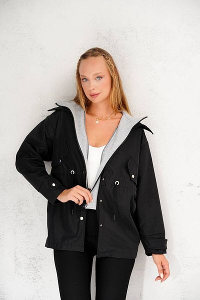 İLKCET MODA Hooded Seasonal Women's Raincoat