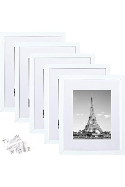 Generic مجموعة إطارات الصور Fohome، 5 قطع، إطارات صور بيضاء مقاس 6×8 بوصة، عر...