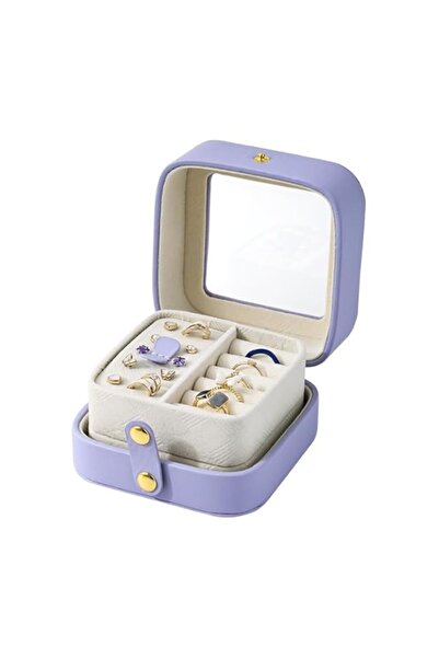 Generic صندوق مجوهرات صغير من كاست ويف، منظم مجوهرات محمول للسفر مع غطاء شفاف...