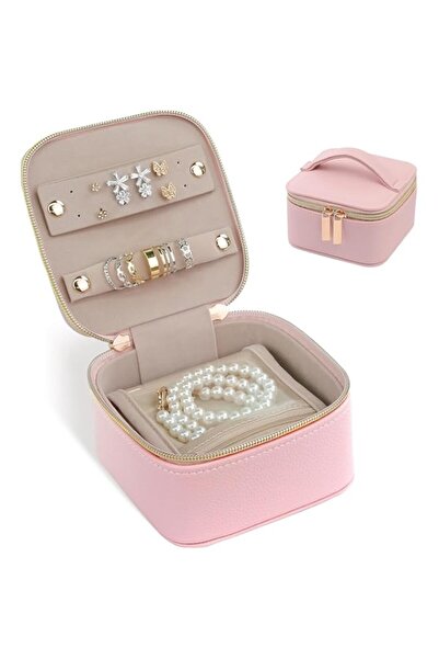 Generic حقيبة مجوهرات سفر من يلا جوي للنساء - صندوق منظم مجوهرات من الجلد الص...