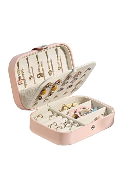 Generic صندوق منظم مجوهرات من تيديلين، مصنوع من جلد البولي يوريثان، وردي - كب...