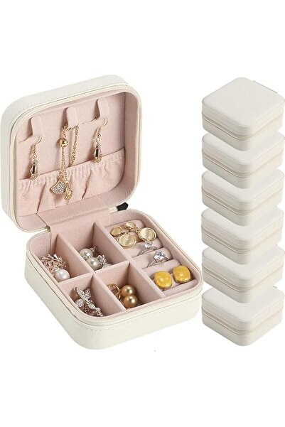 Generic مجموعة من 6 صناديق تنظيم مجوهرات فاخرة من يلاجوي - حقيبة سفر من جلد ا...