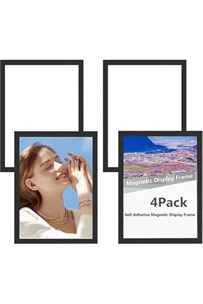 Generic مجموعة من 4 إطارات عرض مغناطيسية، حامل عرض نافذة يناسب شهادات مقاس A4...
