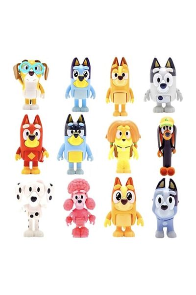 MBong Set 12 Figurine Bluey Family, Family and Friends, Mbong®, Multicolor, 6-8 cm