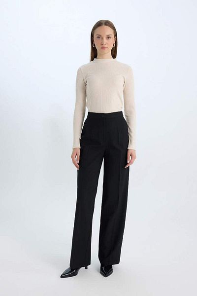 DeFacto Νέα σεζόν Afra x Wide Leg υφασμάτινο παντελόνι ψηλόμεσο κανονικό μήκος Basic ίσιο