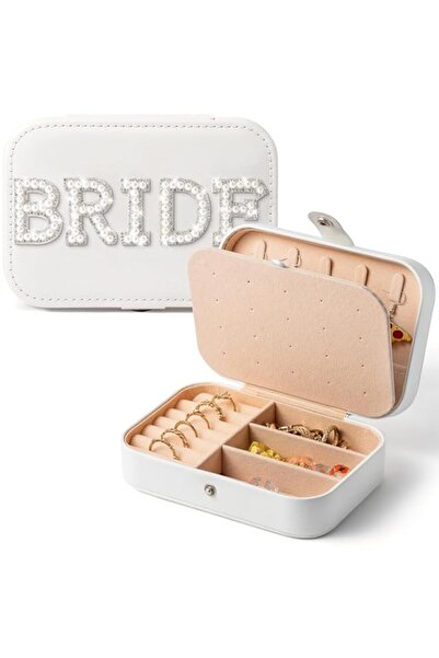 Generic صندوق مجوهرات العروس من "تزويق"، صندوق مجوهرات للسفر، حافظة مجوهرات م...