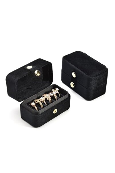 Generic صندوق خواتم سفر من تزوييق، جيب محمول، حجم صغير، حافظة مجوهرات مخملية ...