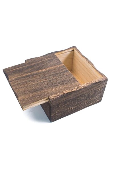 Generic 4 x 4 Inch Slide Top Wooden Case, Compact Square Organizer with Lid f...