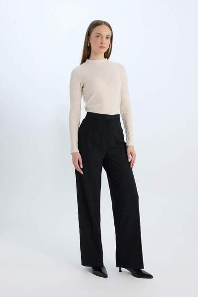 DeFacto Afra X Wide Leg Kumaş Pantolon Yüksek Bel Standart Boy Basic Düz C6402ax25sp