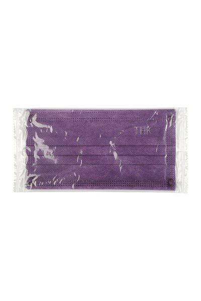 THK Set de 10 măști medicale, THK, ambalate individual, 3 pliuri, 3 straturi, culoare violet