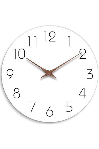 Generic ساعة حائط 12 بوصة، ساعة حائط خشبية حديثة، صامتة لا تصدر صوتًا، تعمل ب...