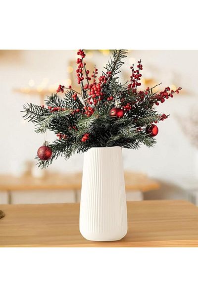 Generic THMINS White Ceramic Vase, Decorative Vases,Small Cute Flower Vase,for Pampas Grass,Living Room, Fa