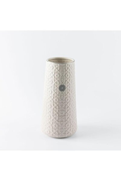 Generic مزهرية زهور كبيرة من مجموعة أوتانتيك هوم روزيت - لون بيج 12 × 25 سم م...