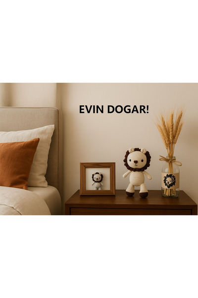 CraftyCorner El Yapımı Amigurumi Aslan Oyuncak - Sağlıklı Organik Pamuk - Bebek Odası Dekoratif Uyku Arkadaşı